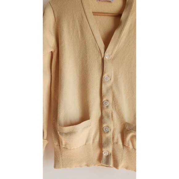 Vintage Ballantyne of Peebles 100% Pure Cashmere Cardigan Sweater Butter Yellow - Picture 2 of 9